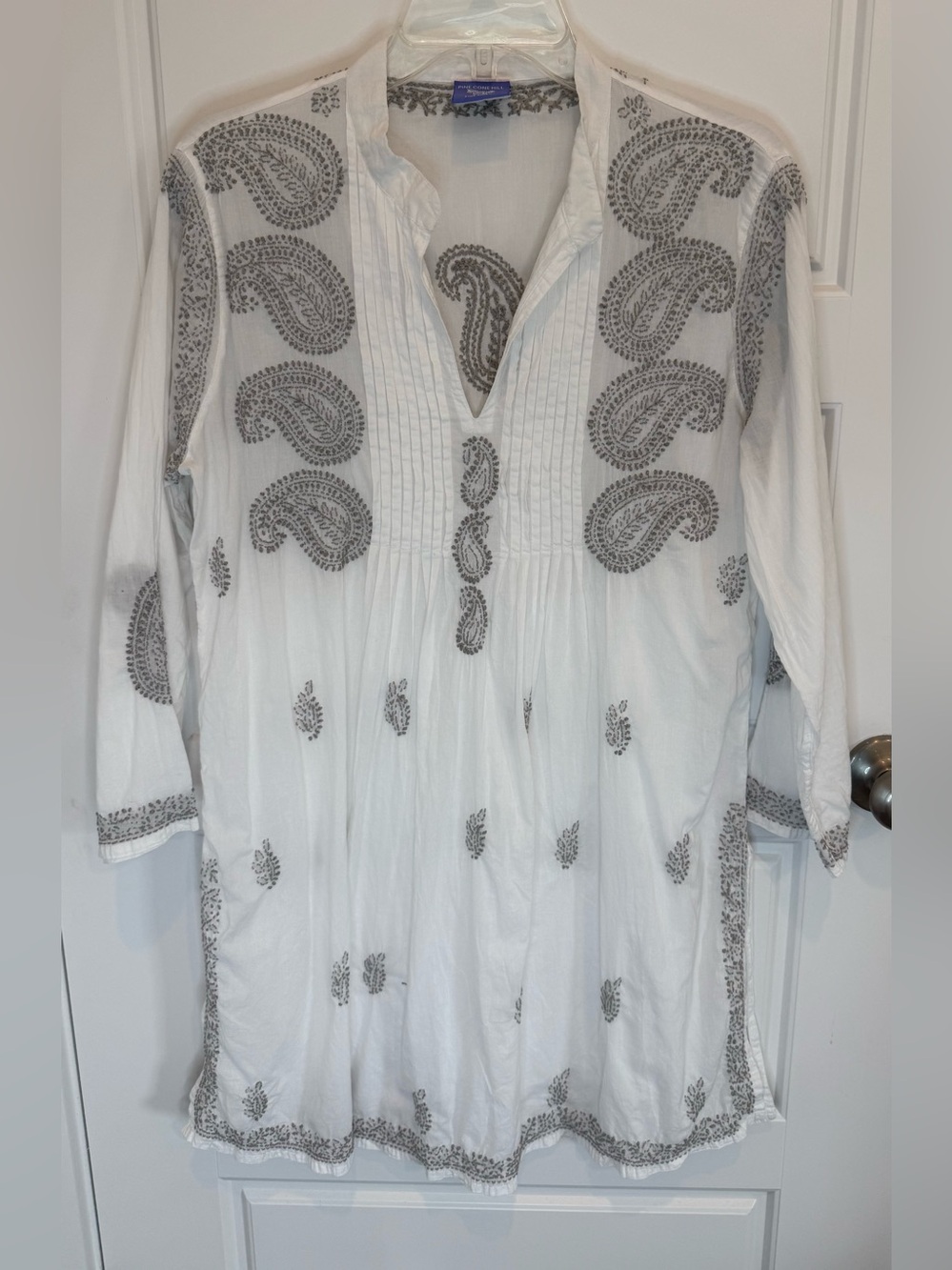 PINE CONE HILL FINE LINENS Tunic Coverup Resort Cotton Pullover Dress Size M/L